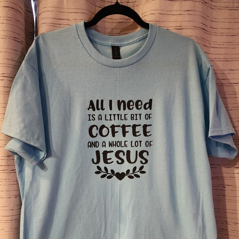 Gildan Blue and Black Short Sleeve Tee with Quote